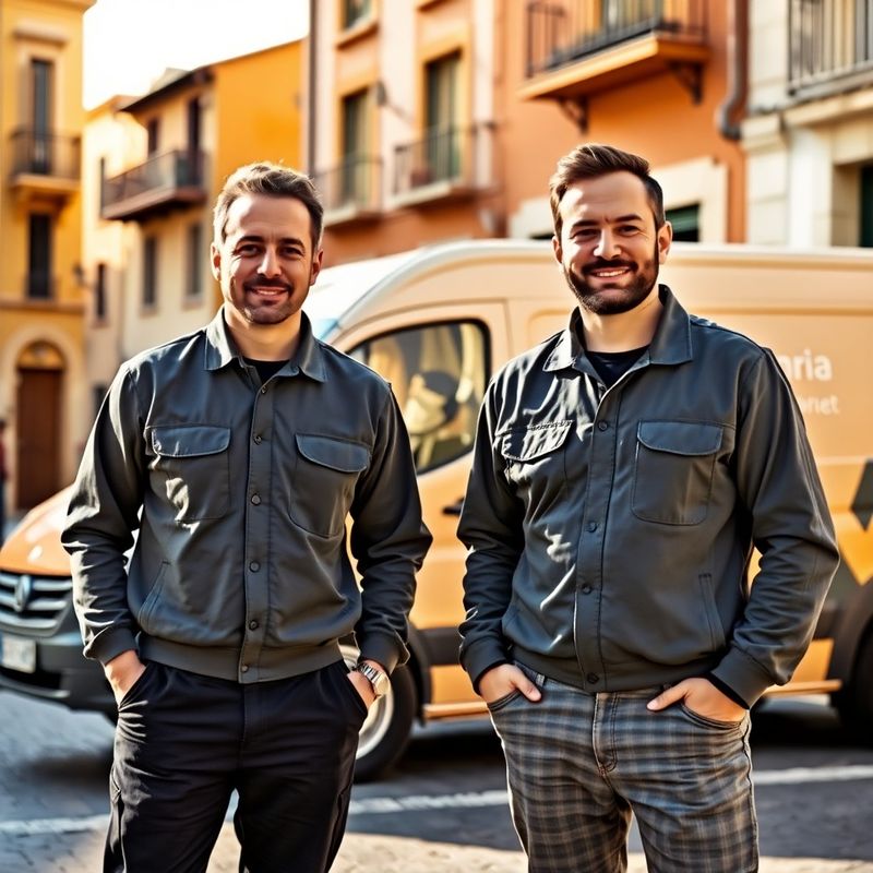 Los fundadores Andrés y Javier junto a la furgoneta de la empresa en Murcia